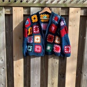 Colorful Crochet granny squares cardigan